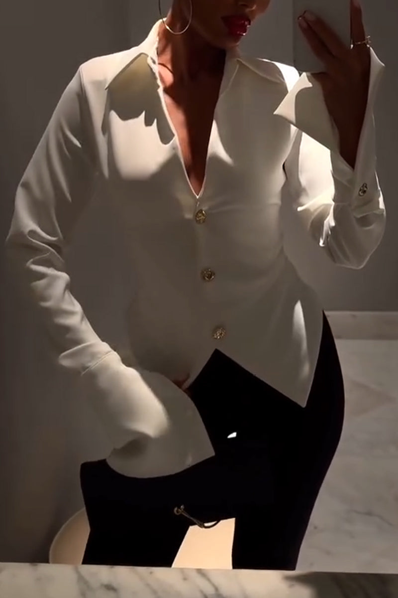 Women's Collar and Buckle Elegant Casual Shirt