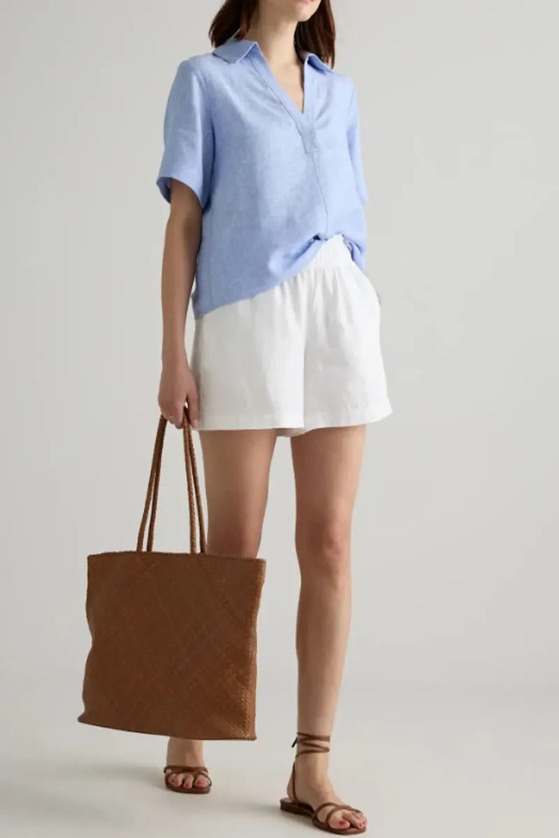 Women's Simple Casual Lapel Short Sleeve Top