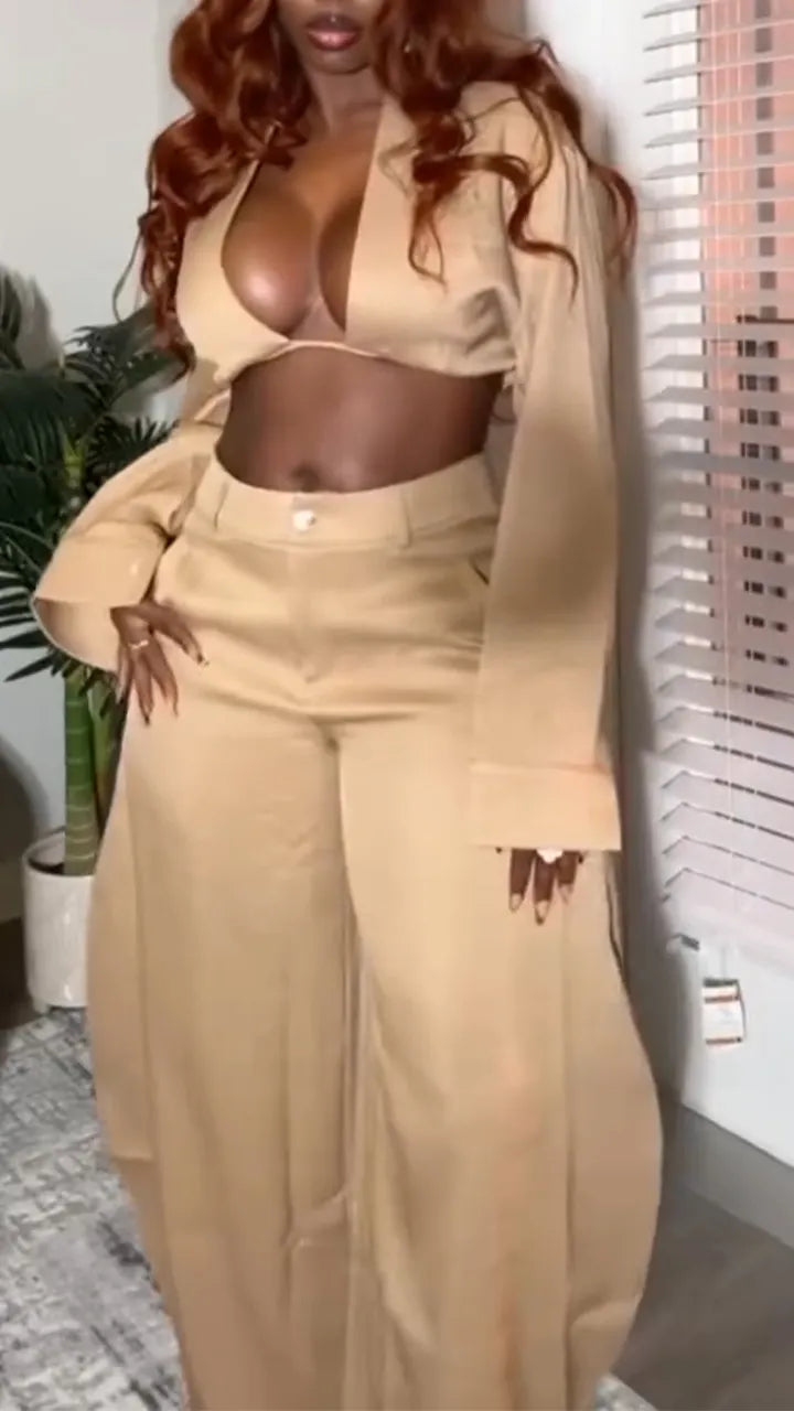 Women Short Top+ Pants Sexy Temperament Casual Suit