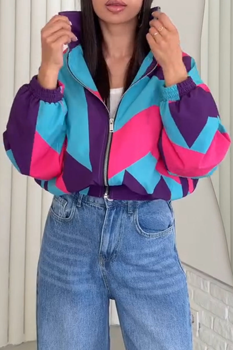 Women's Collar Contrasting Casual Jacket