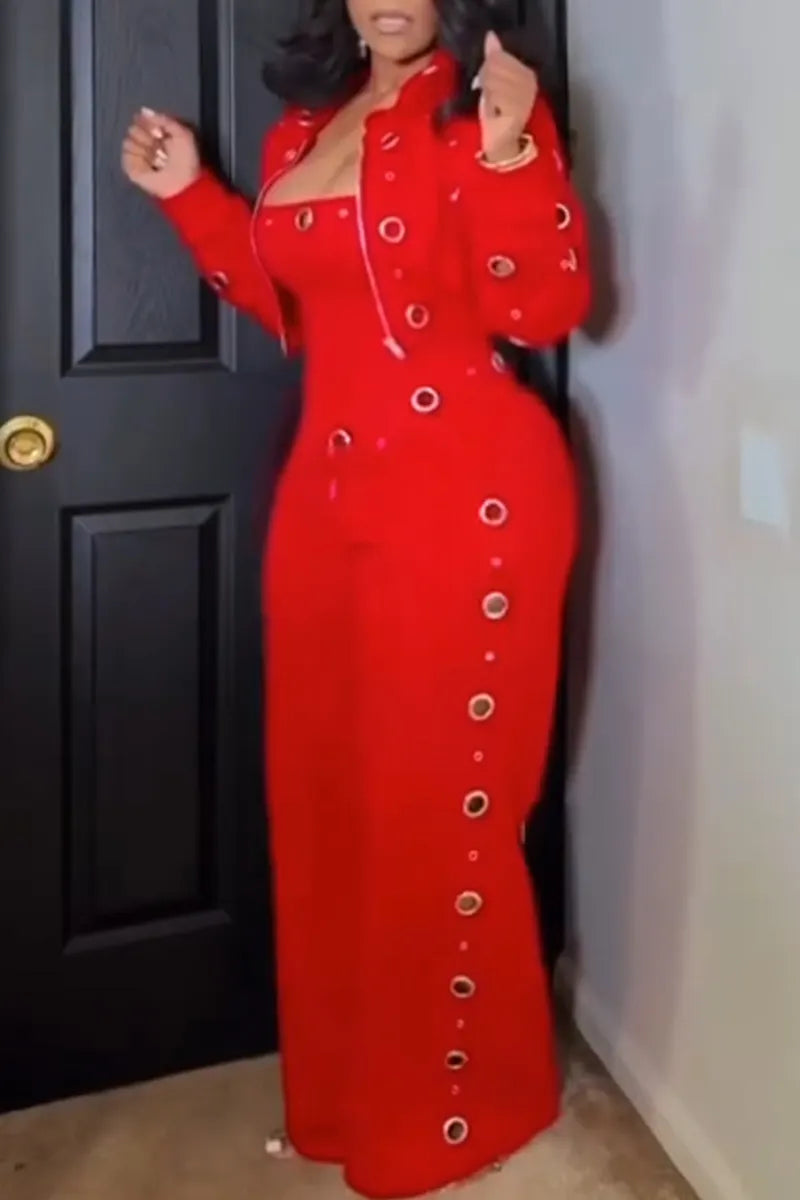 Women Strapless Metal Hollow Jumpsuit or Hollow Jacket