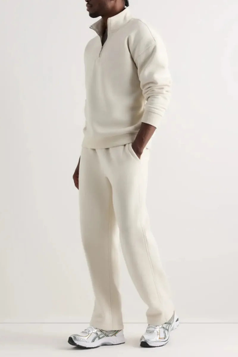Men's Casual Stand Collar Half Zip Long Sleeve Sweatshirt