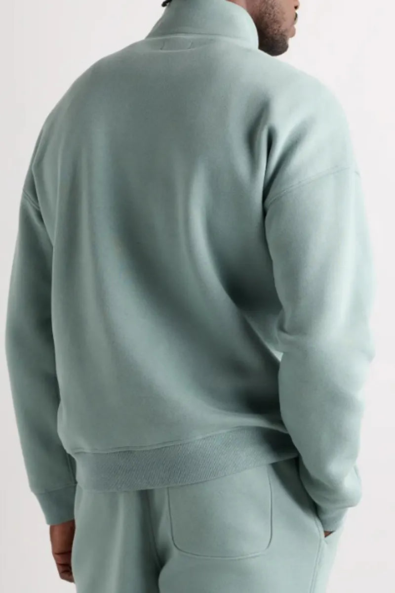 Men's Casual Stand Collar Half Zip Long Sleeve Sweatshirt