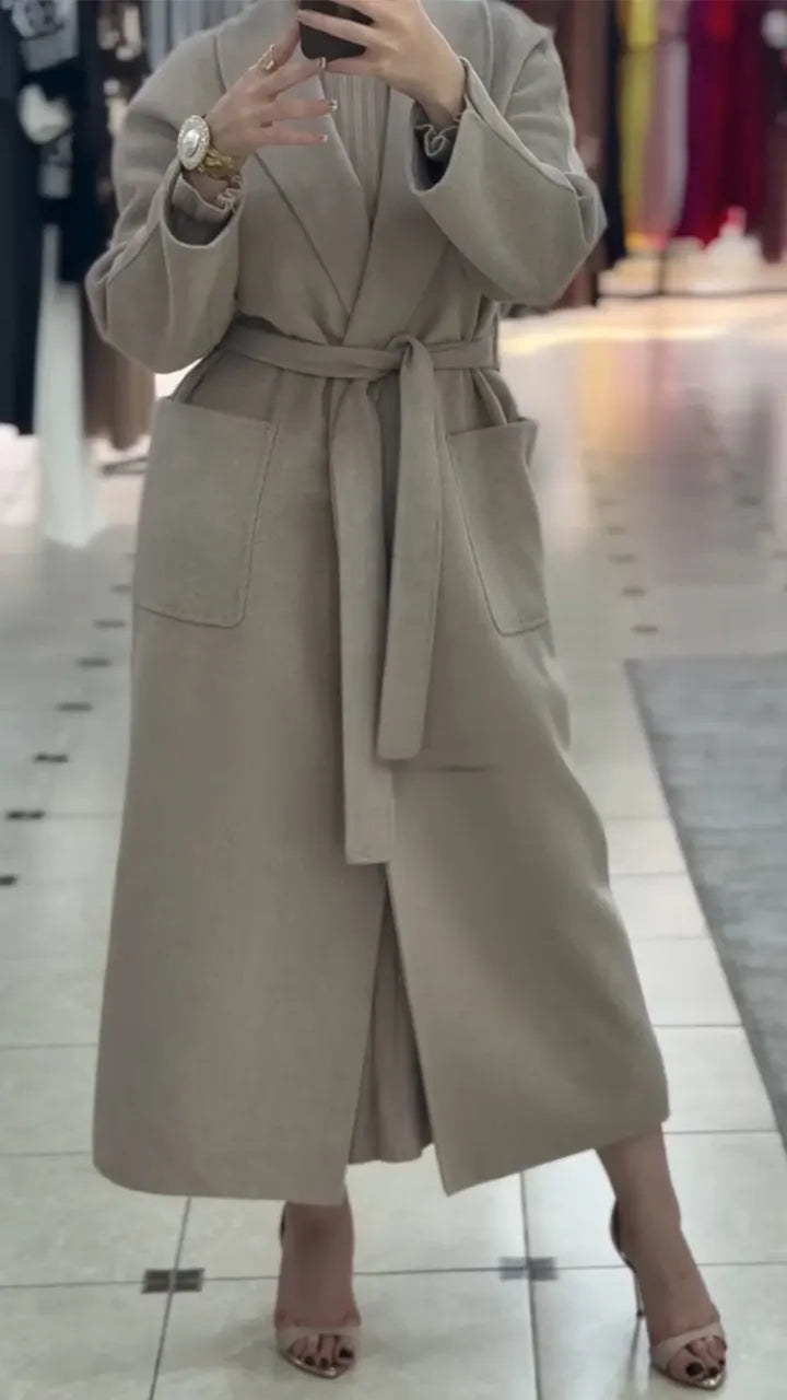 Women Lapel Solid Color Temperament Casual Windbreaker