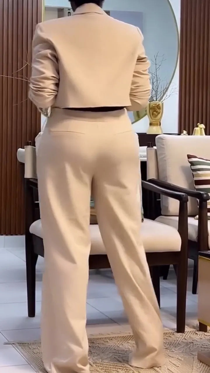 Women Laple Collar Jacket+ Pants Temperament Commuting Suit