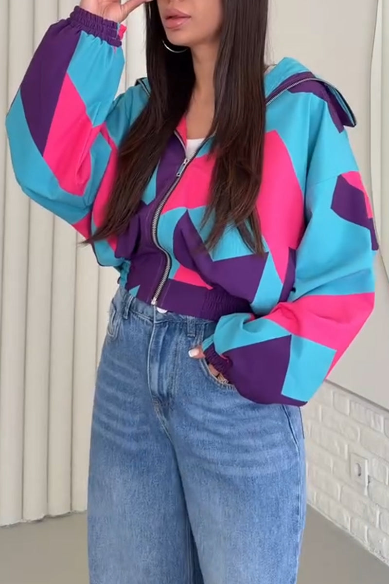 Women's Collar Contrasting Casual Jacket