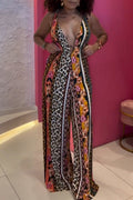 Women Suspender Printed Sexy Casual Jumpsuit