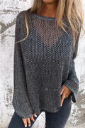 Women's Round Neck Hollowed Out Casual Top