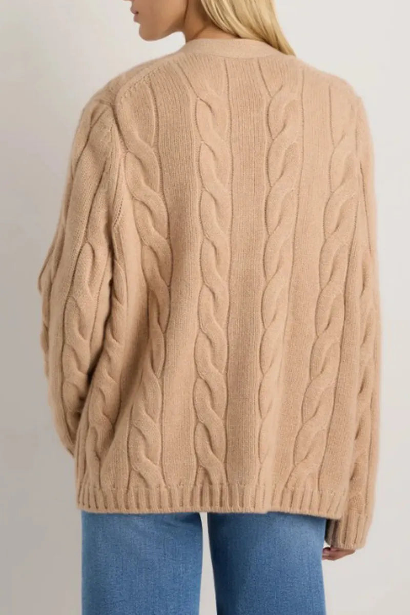 Women's Casual Loose Cable Knit Cardigan
