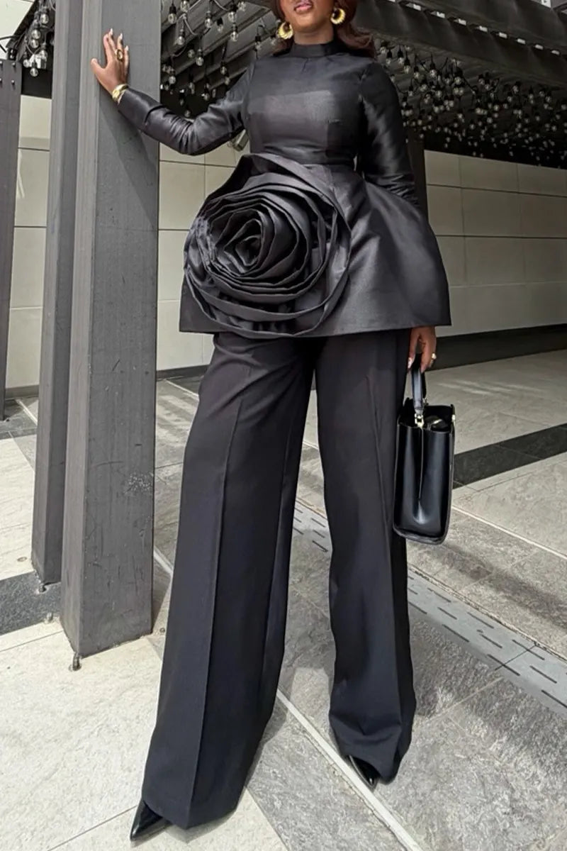 Women's Elegant 3D-Floral Trim Top or Pants