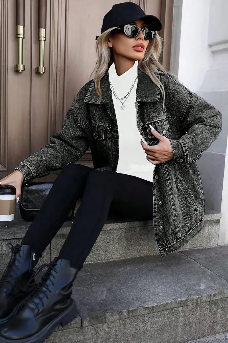 Trendy Loose Women's Long-Sleeve Denim Jacket