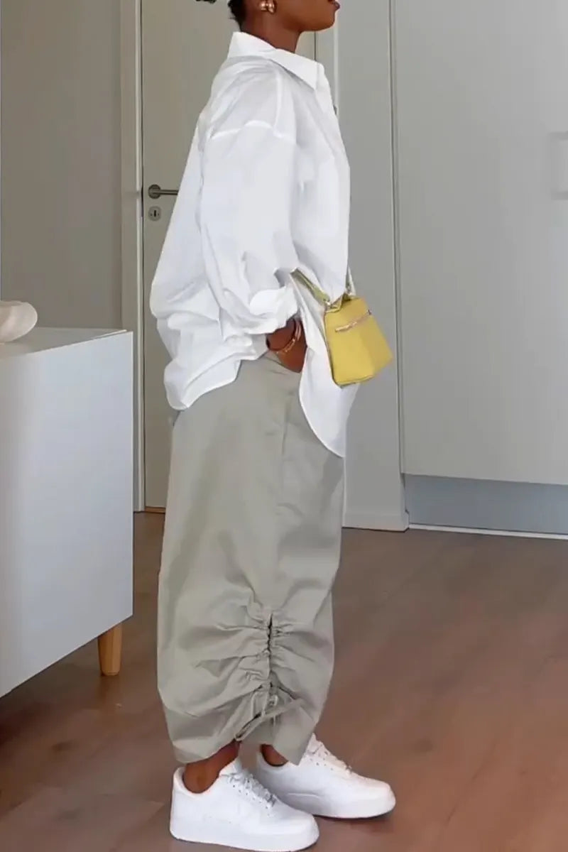 Women's Casual Collar Shirt or Wide Leg Pants
