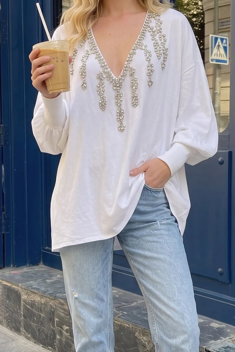 Women's Lumina Crystal Embellished Slouchy Top