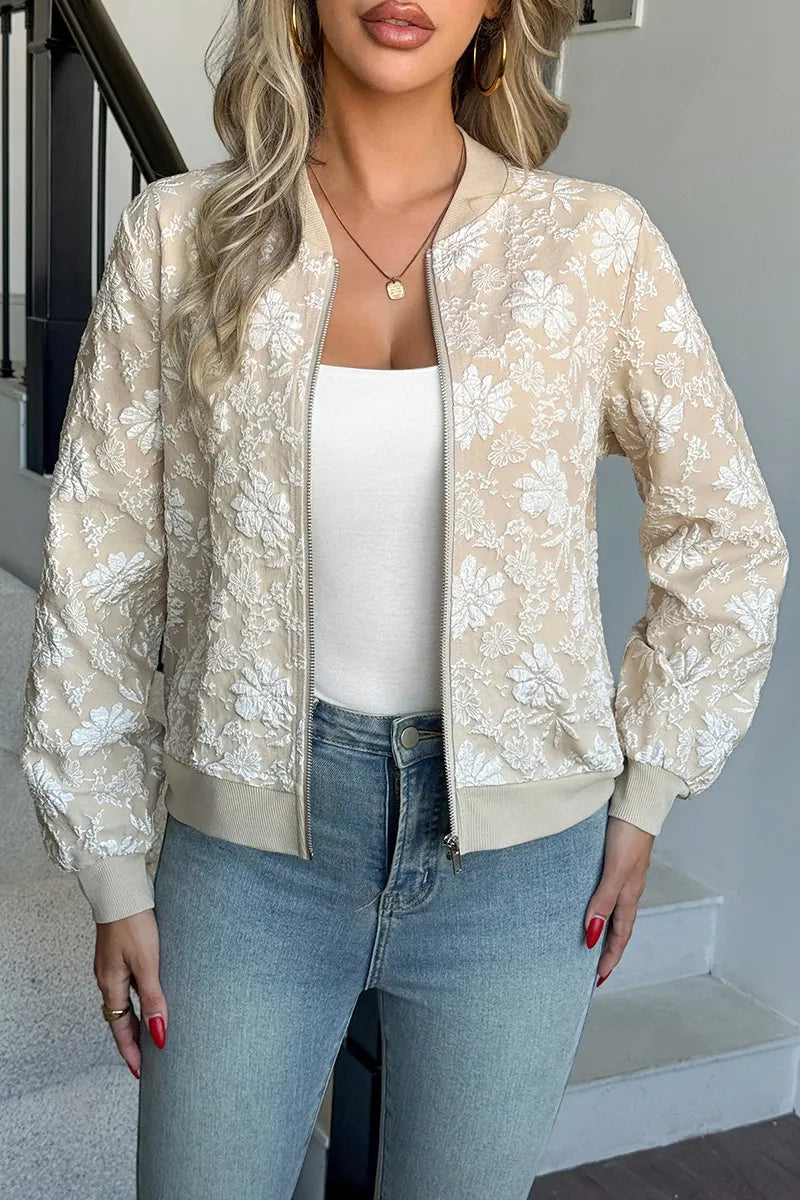 Fashion Jacquard Loose Fit Zip Jacket