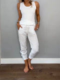 Women's Daliy Summer Cotton and Linen Casual Two-piece Set
