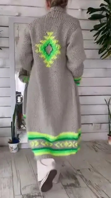 Women Knitted Contrasting Casual Cardigan