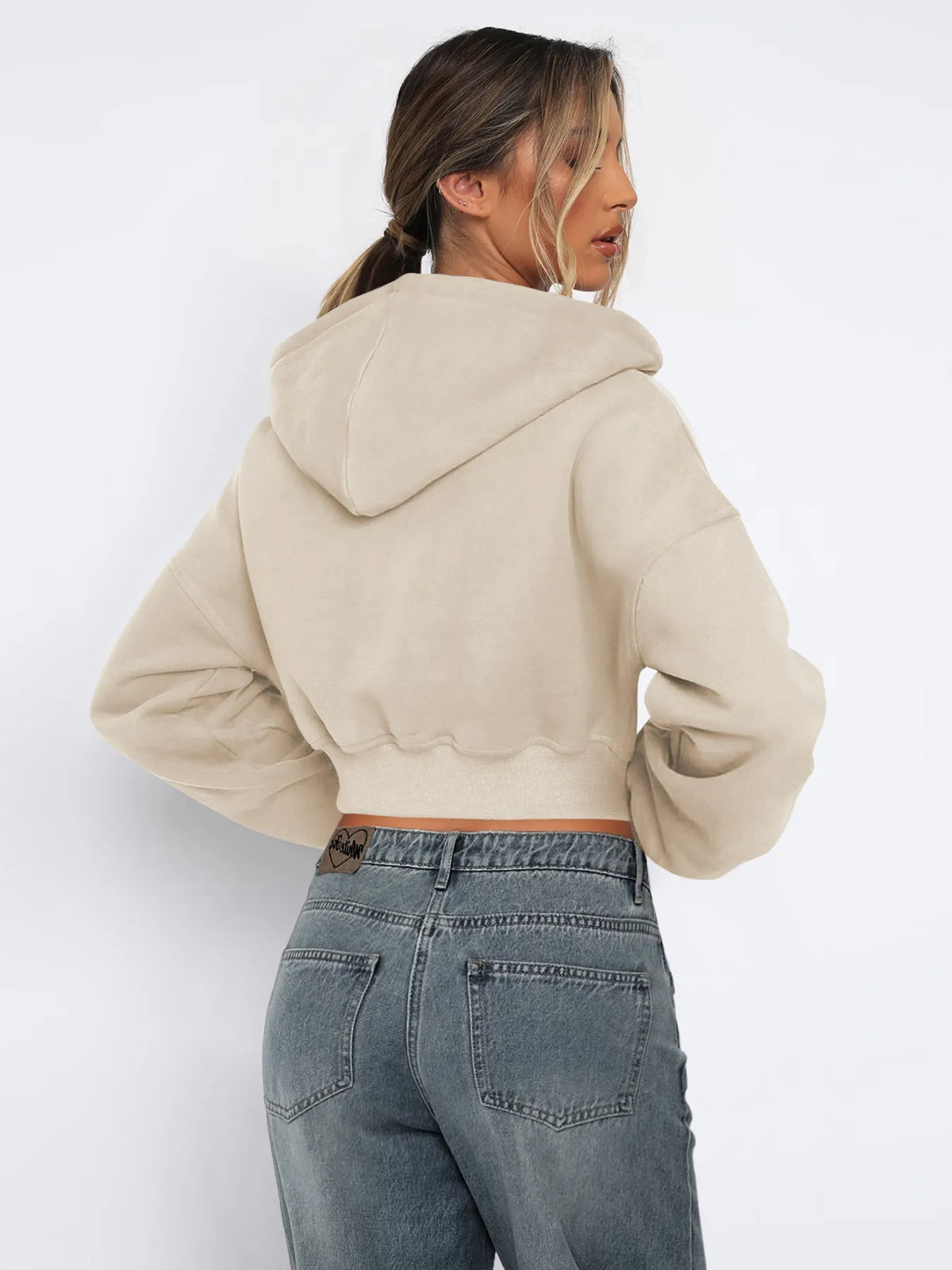Casual Warm Short Fleece Hoodie Sweatshirt Jacket