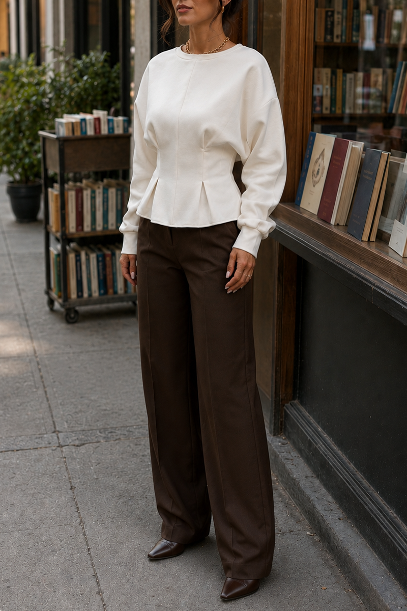 Sculpted Waist Peplum Sweatshirt