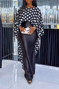 Women Slim Fitting Camisole Dress+ Polka Dot Irregular Shawl Elegant Temperament Set