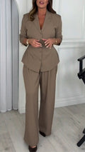 Womens Collar Jacket+ Pants Casual Suit
