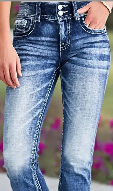 Women Wash Pocket Printed Casual Jeans