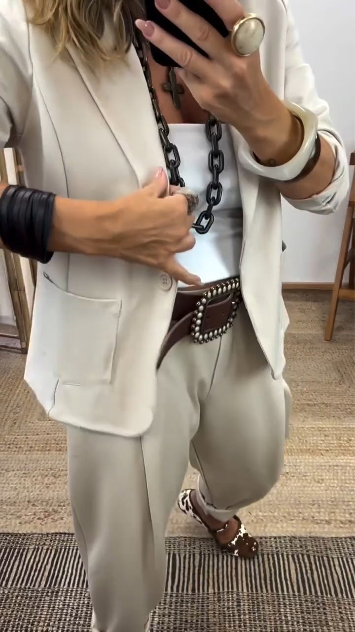 Women Collar Jacket+pants Temperament Commuting Suit