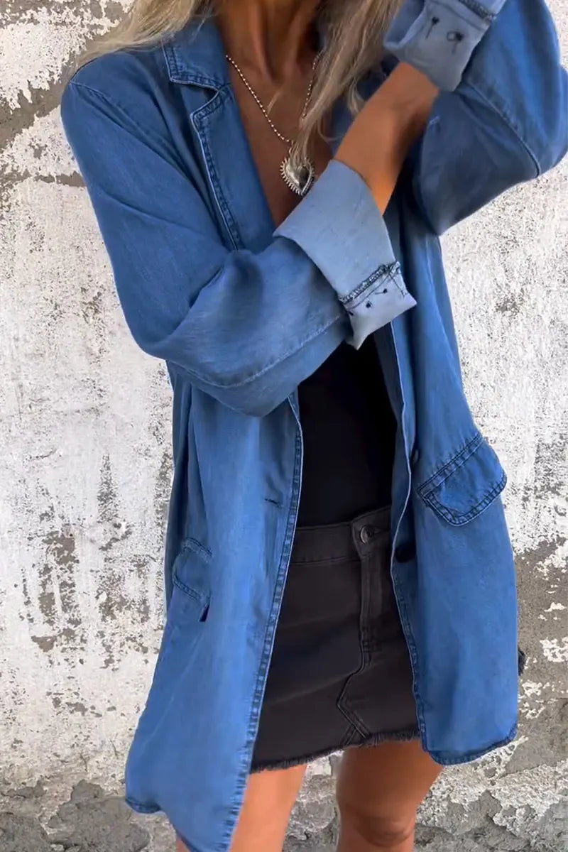 Women's Collar Casual Denim Cardigan