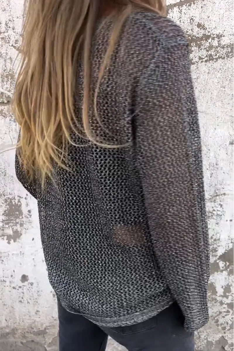 Women's Round Neck Hollowed Out Casual Top