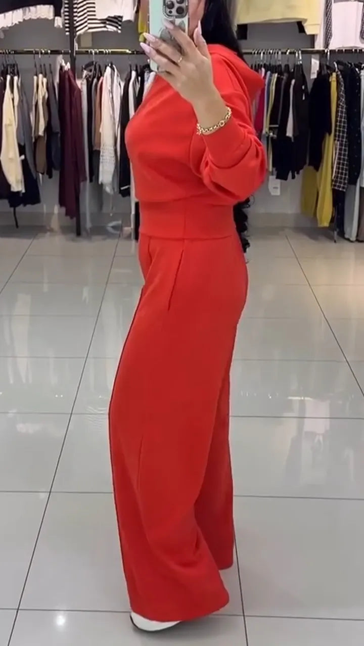 Women Round Neck Top+ Pants Casual Suit