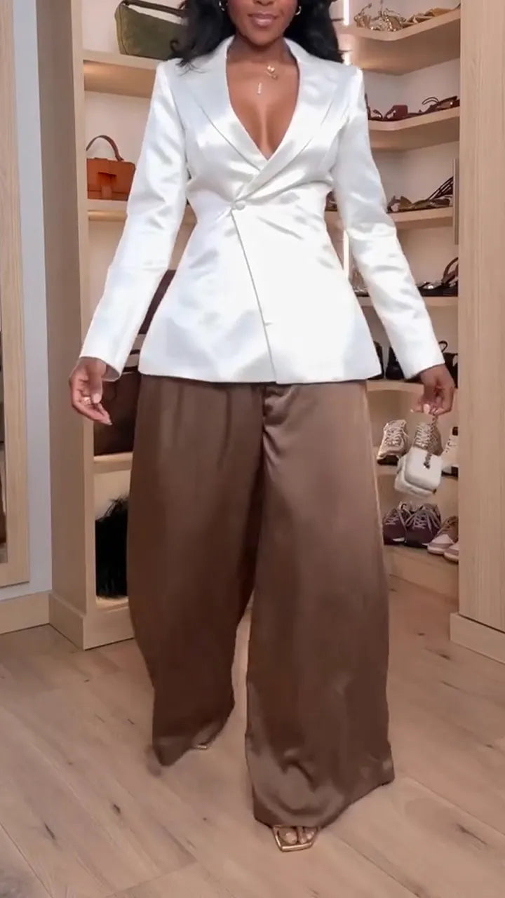 Women Collar Jacket+ Pants Temperament Commuting Suit