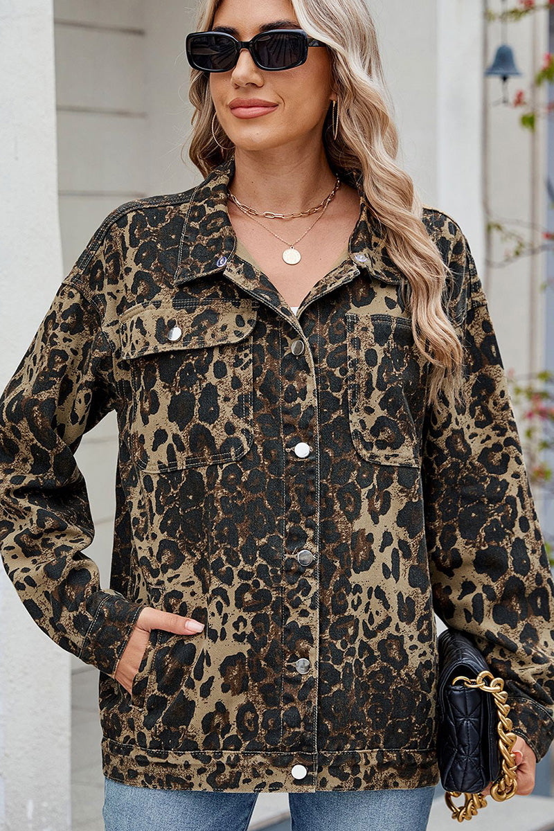 Casual Loose Fit Drop Shoulder Denim Jacket