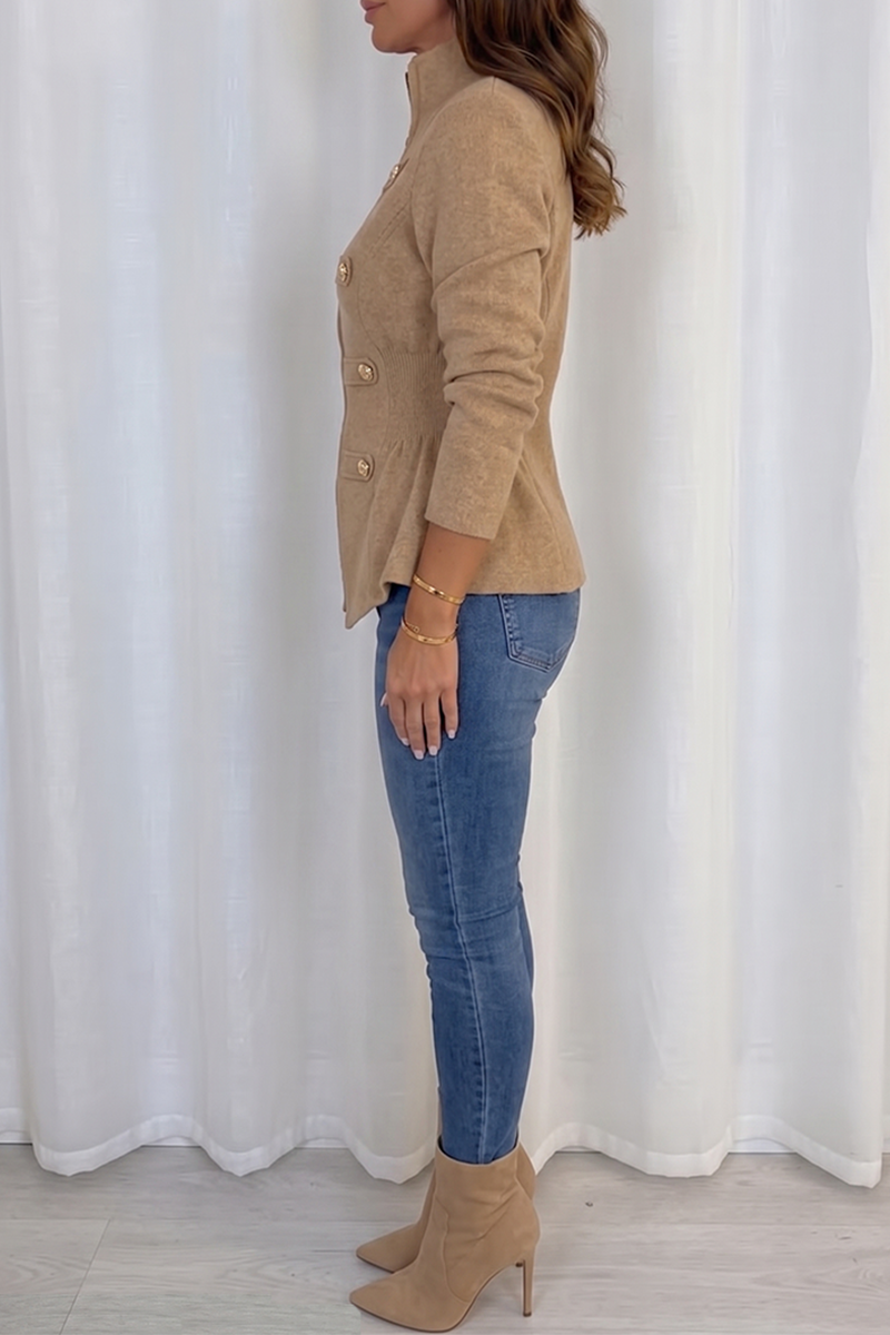 Military-Inspired Sculpted Waist Jacket