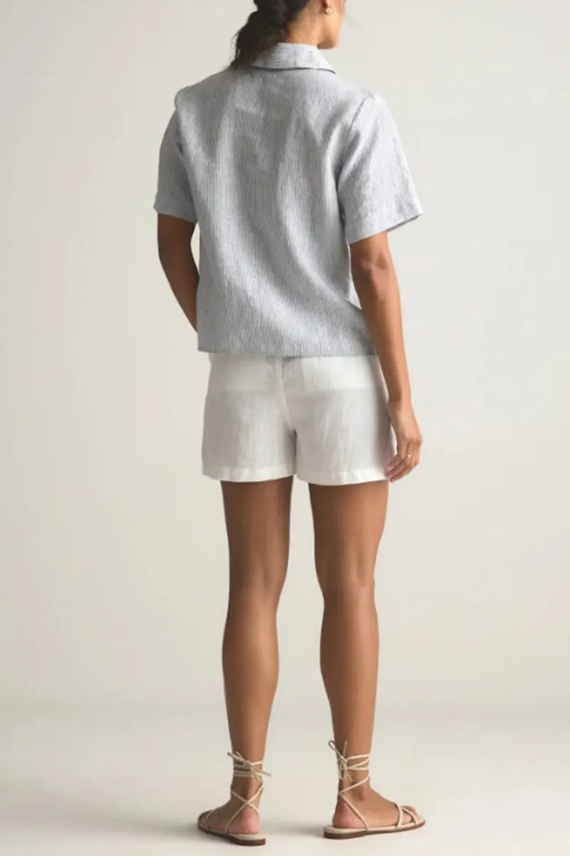 Women's Simple Casual Lapel Short Sleeve Top