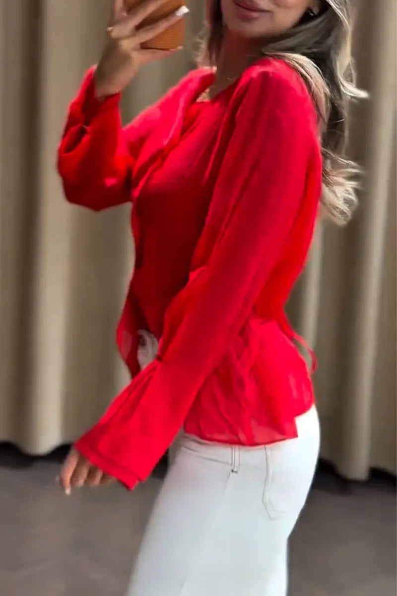 Women's Collar Spliced Double-layer Casual Top