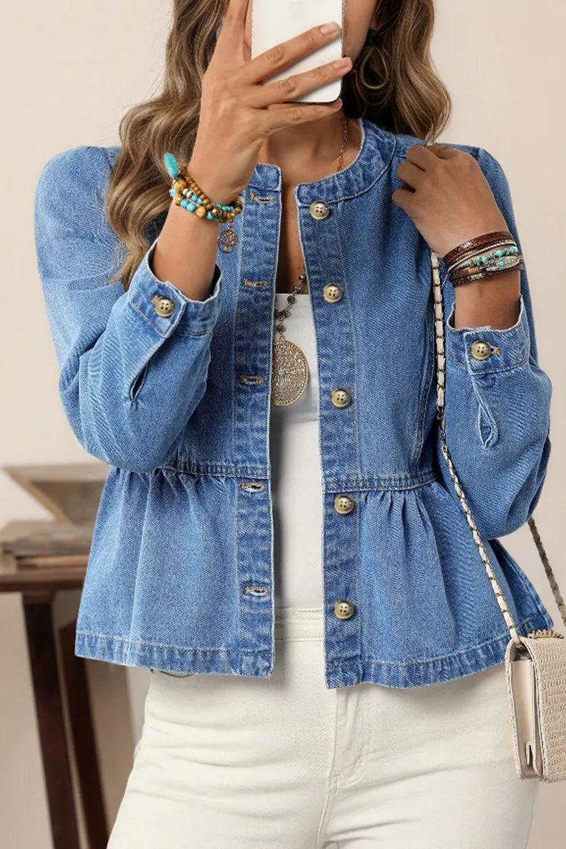 Women’s Puff Sleeve Denim Top