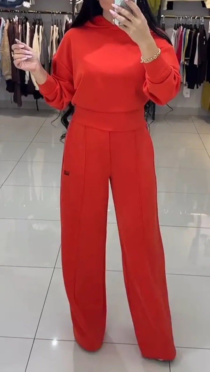 Women Round Neck Top+ Pants Casual Suit