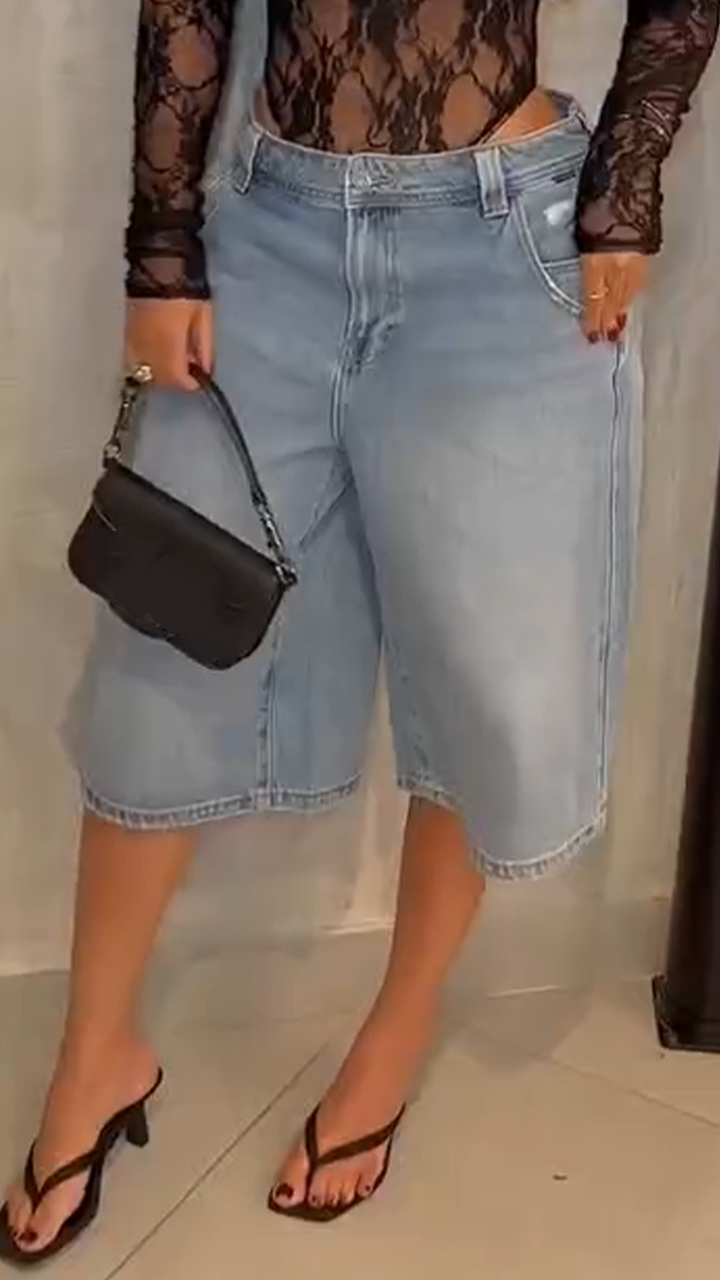 Ladies Washing Water Casual Seven Quarter Jeans