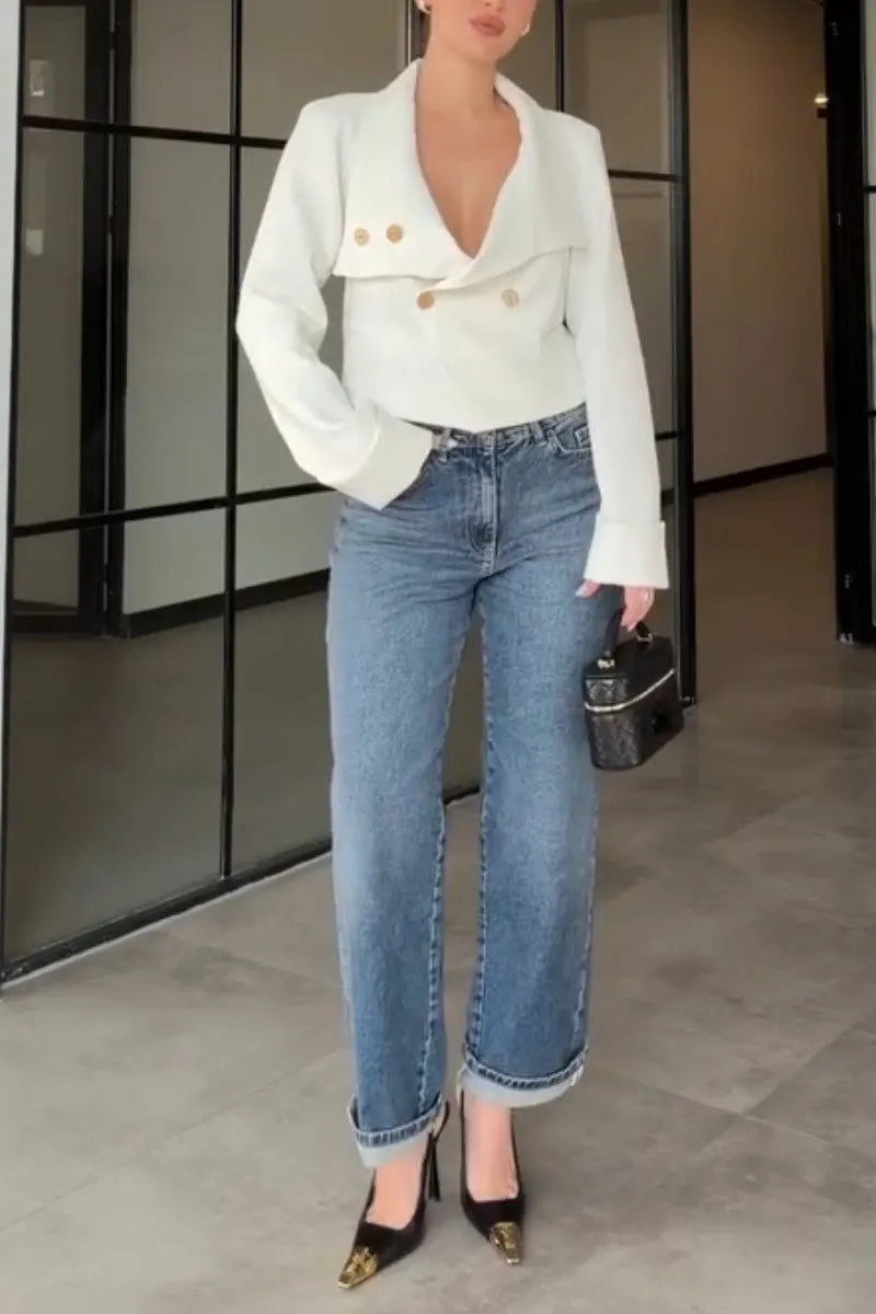 Women's Collar Double Breasted Elegant Temperament Jacket
