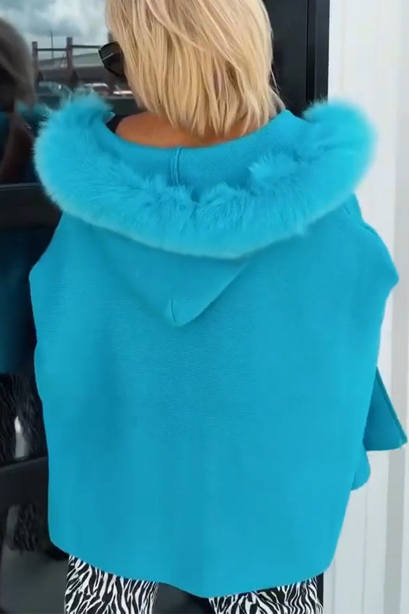 Women's Plush Hooded Solid Color Casual Coat