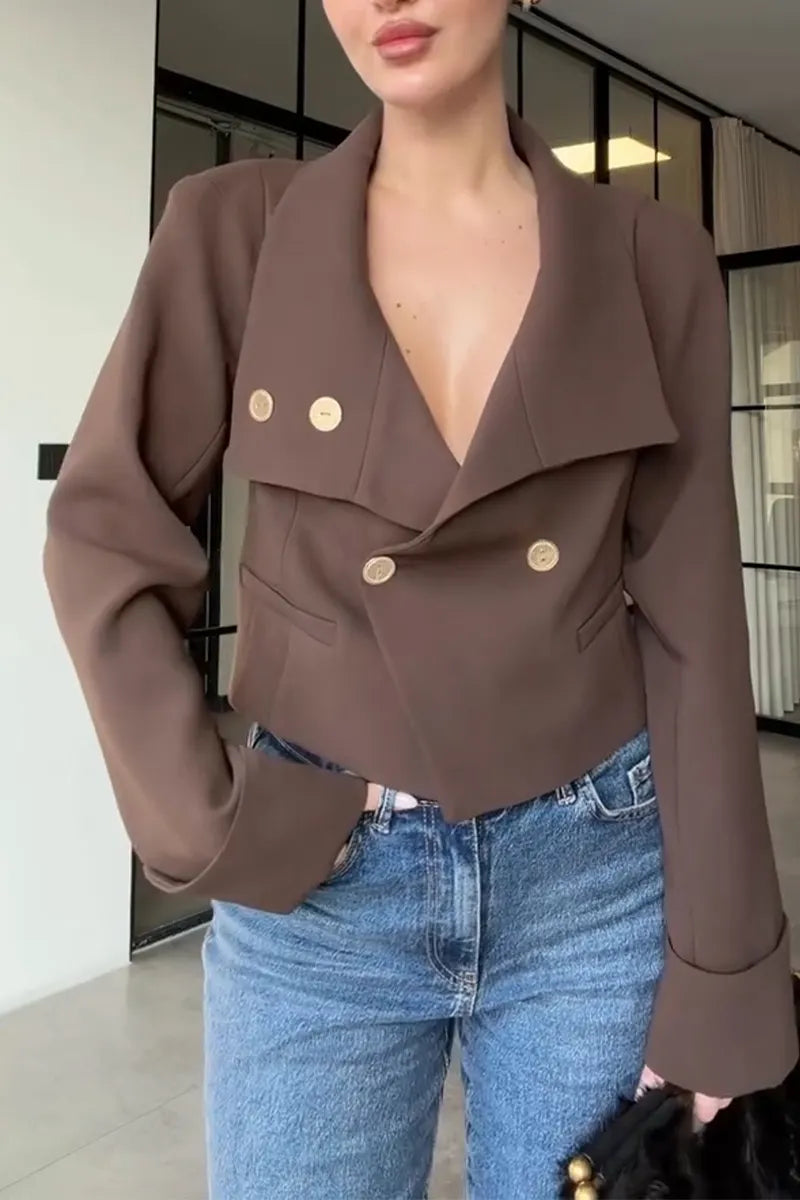 Women's Collar Double Breasted Elegant Temperament Jacket