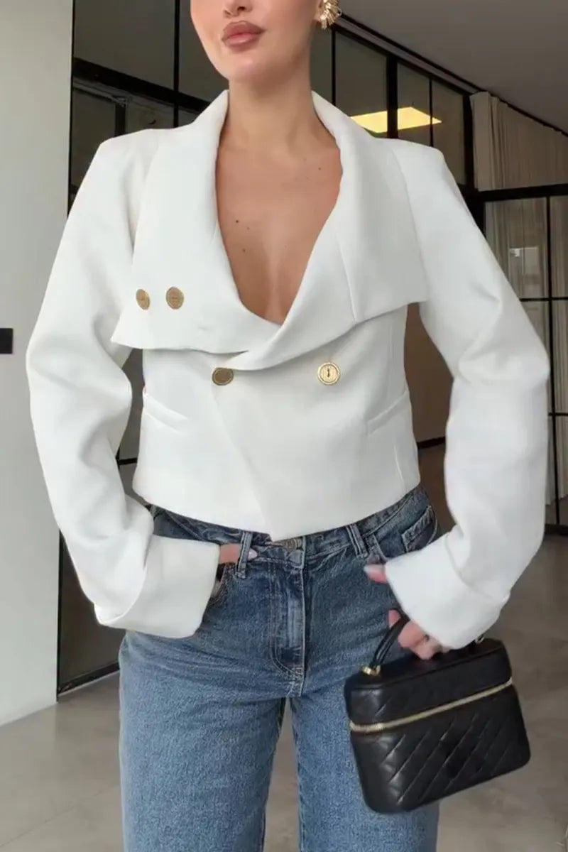 Women's Collar Double Breasted Elegant Temperament Jacket