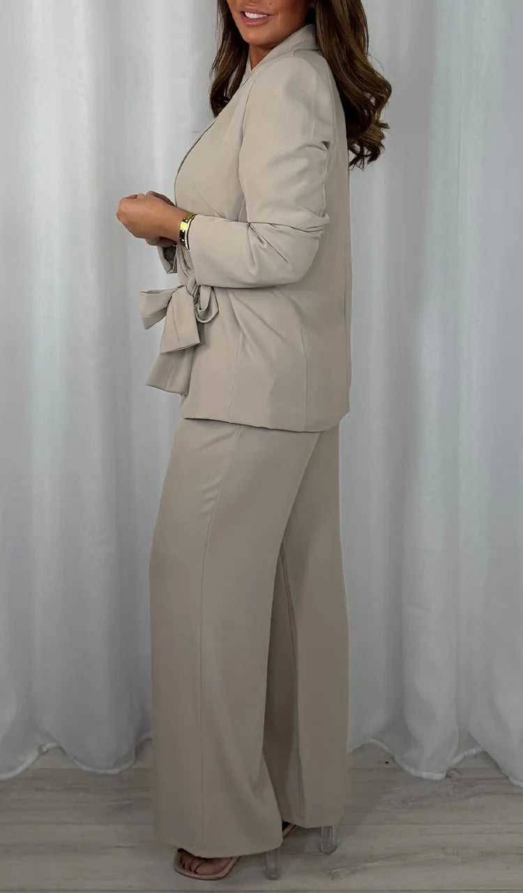 Womens Collared Jacket + Trousers Temperament Commuter Suit