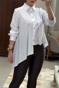 Women's Lapel Buckle Irregular Casual Shirt