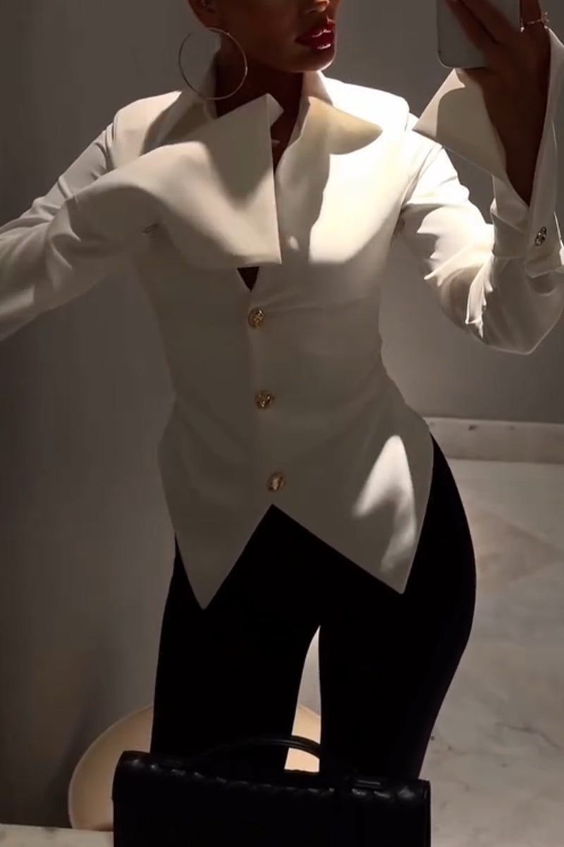 Women's Collar and Buckle Elegant Casual Shirt
