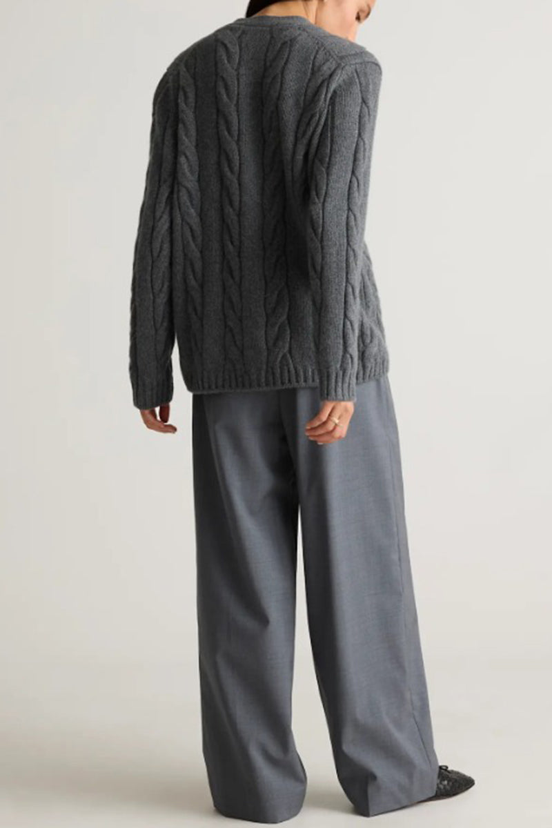 Women's Casual Loose Cable Knit Cardigan