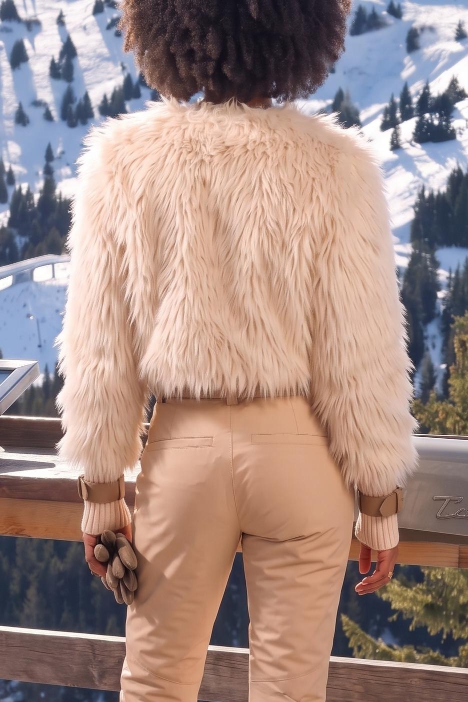 Women's Faux Fur Cropped Shaggy Jacket Fuzzy Open Front Winter Bolero Cardigan Coat