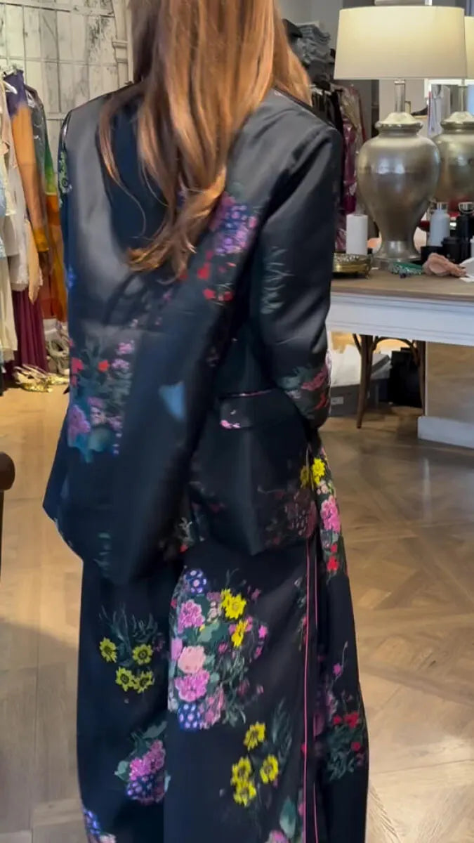 Women Collar Printed Jacket + Pants Temperament Commuting Suit