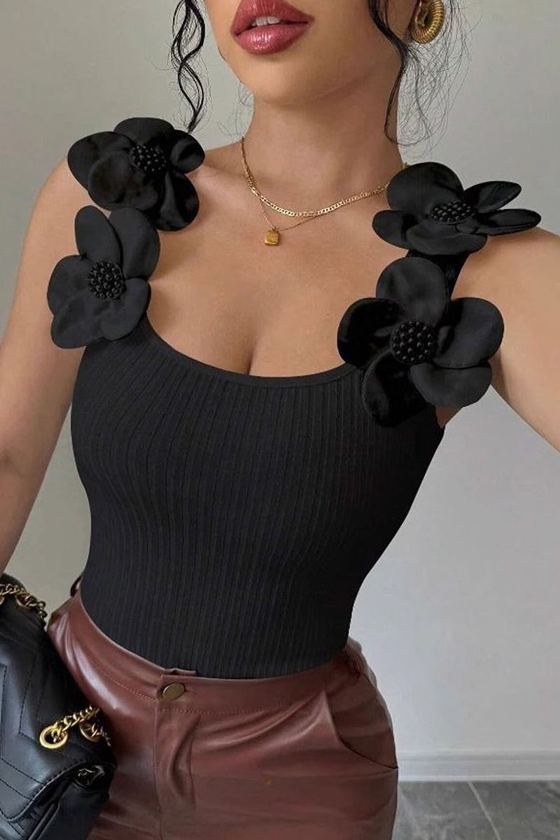 Women's Elegant 3D Flower Embellished Knitted Vest