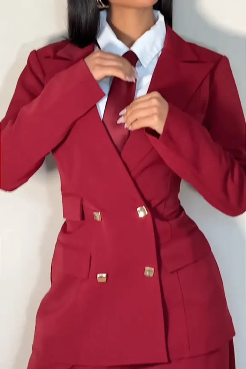 Women's Commuter Lapel Blazer Pants Two Piece Set