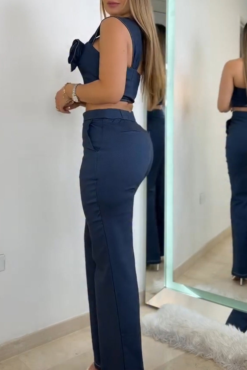 Women's Elegant One Shoulder 3D Floral Vest or Pants